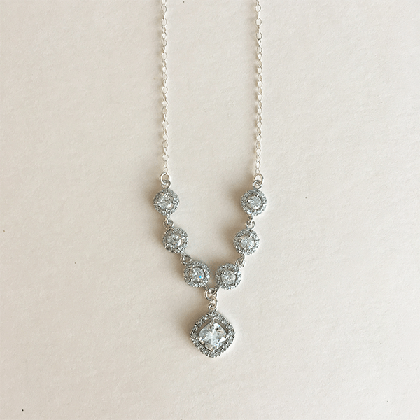 Silver crystal necklace with drop Faye Daniel Designs